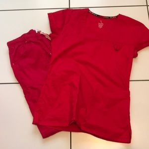 red medical scrubs